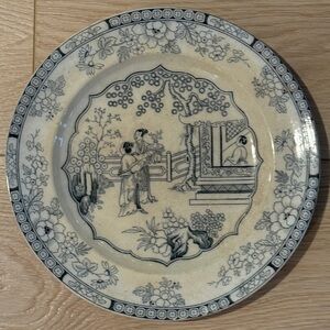 Antique Bates Walker & Co. blue and white transferware plate - no stamp